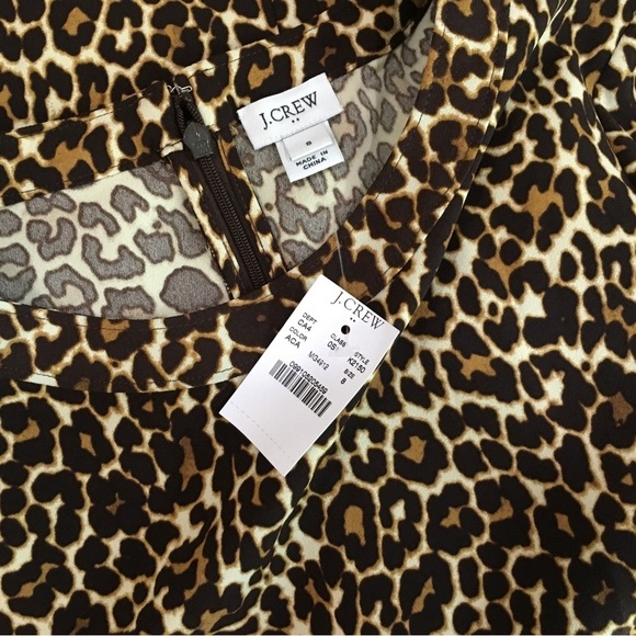 NWT j. Crew dress shift crape leopard Animal Printed long sleeve brown K2150 - Picture 9 of 9